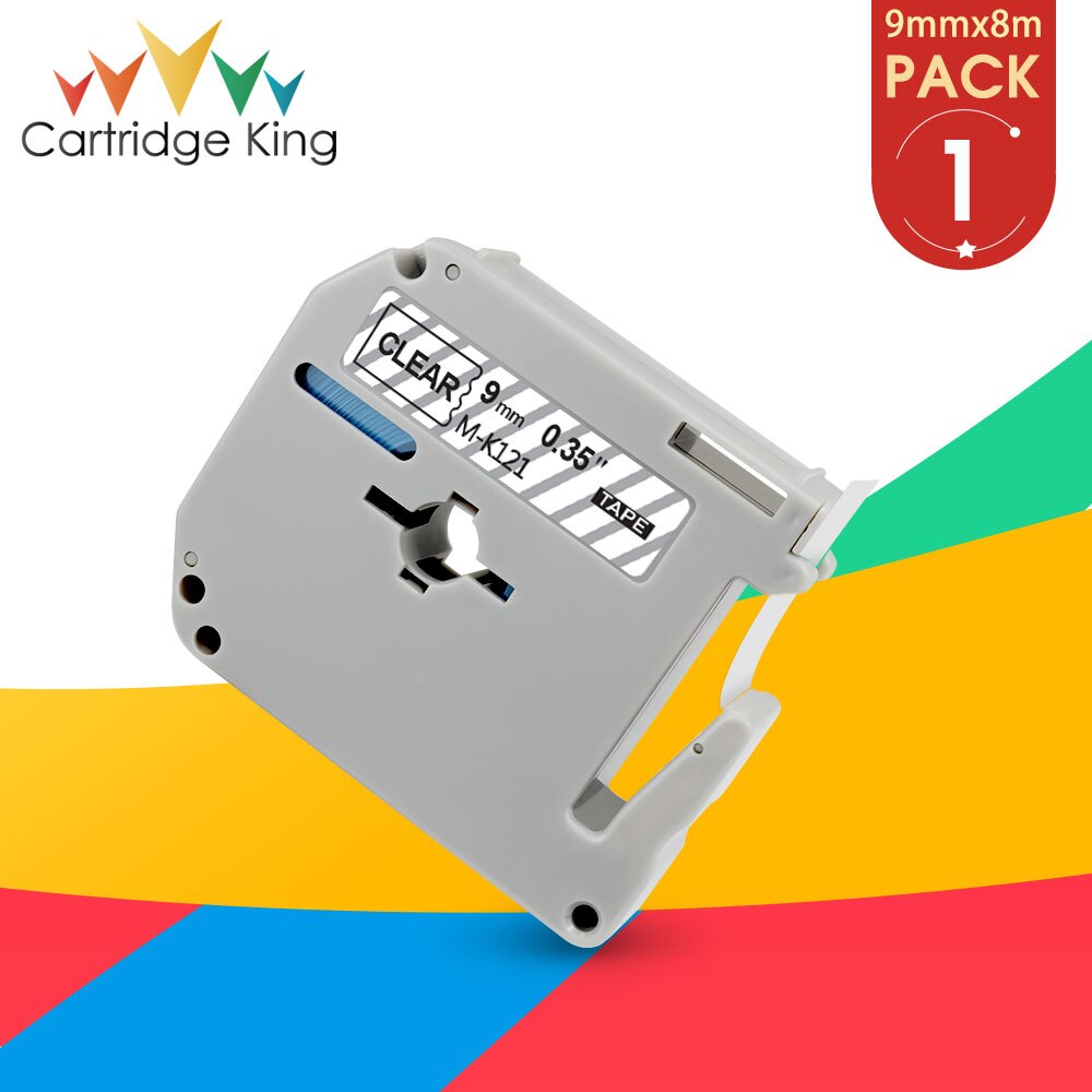 9mm M Tape MK221 Compatible for Brother MK-121 M-K221 MK-421 MK-521 Work for Brother P-touch Label Printer PT-90 PT80 PT70 PT65: Black on Clear / 12mm