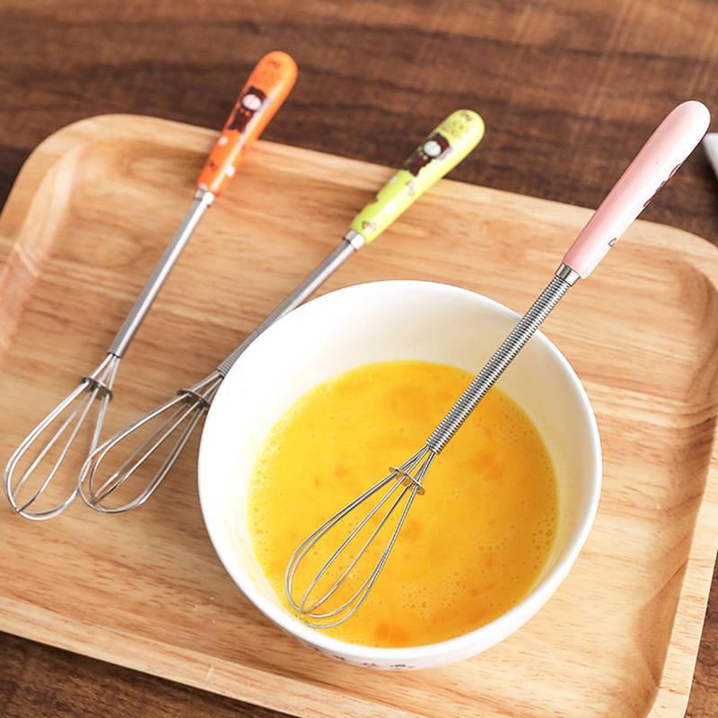 Stainless Steel Manual Whisk Ceramic Handle Small Cake Biscuit Baking Mixer Egg Whisk Milk Frother Handheld Stirrer for Kitchen