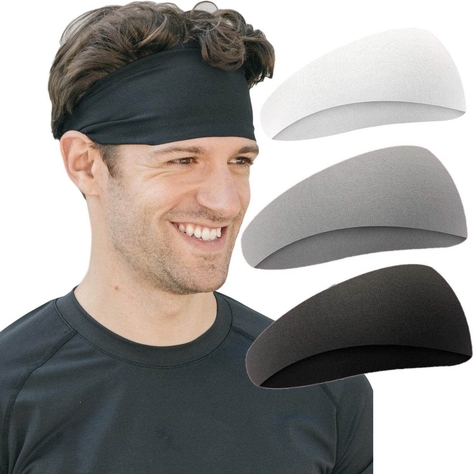 3Pcs Sport Hoofdband Running Fitness Zweetband Elastische Stretch Wrap Absorberende Zweet Fietsen Jog Gym Haar Bandage Mannen Vrouwen Oc6