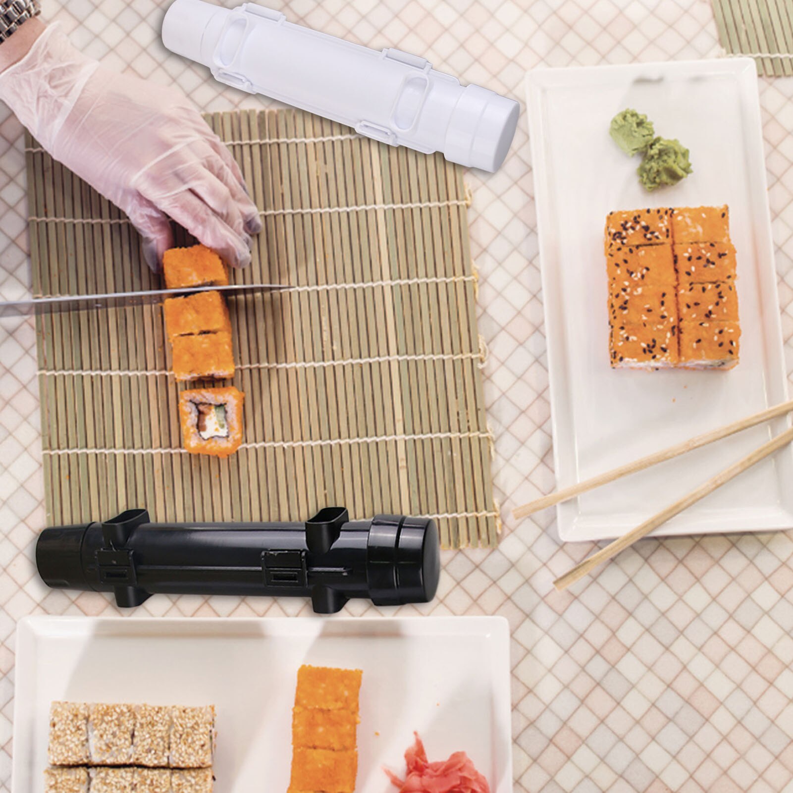 11 Pcs Bamboo Sushi Making Kit Sushi Complete Sushi Set Sushi DIY Making Tools Save Time For Beginner Easy To Use