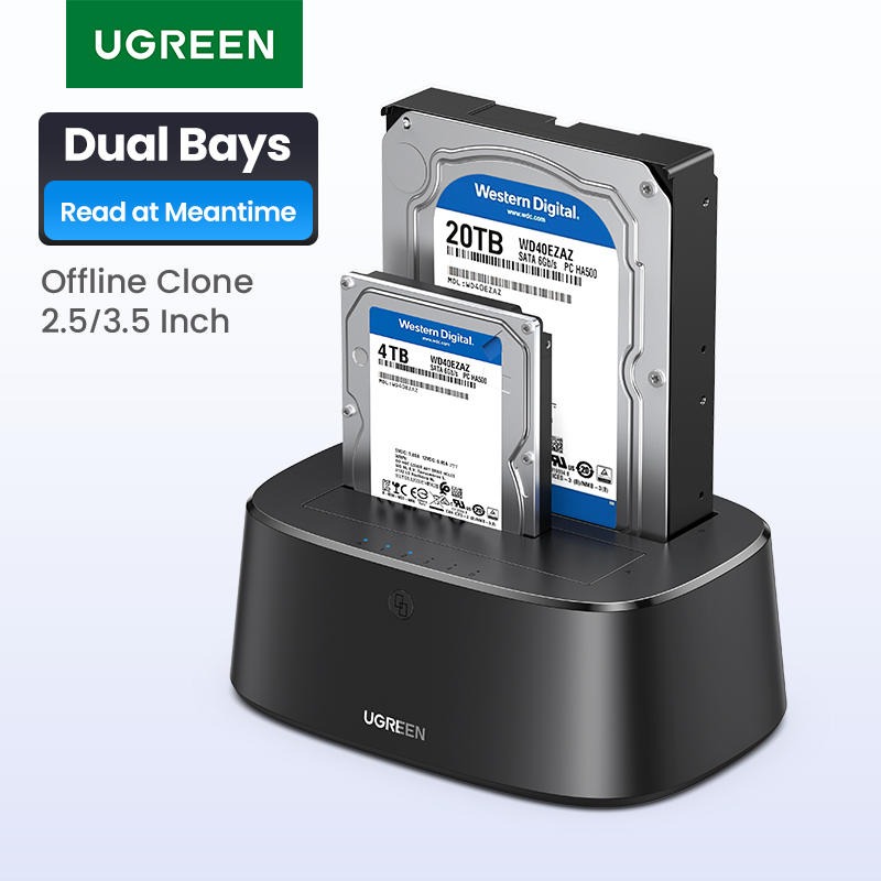 UGREEN Dual Bay HDD Docking Station SATA to USB 3.0 Adapter for 2.5 3.5 SSD Disk Case Dock Hard Drive Enclosure Docking Station