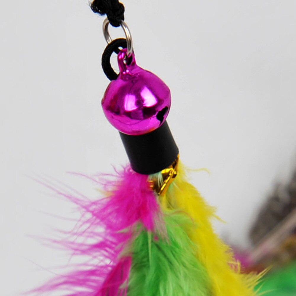 Huisdier Kat Teaser Speelgoed Veer Wand Cat Catcher Teaser Stok Kat Interactieve Speelgoed Houten Staaf Speelgoed Met Mini Bel Veer voor Katten Kitten