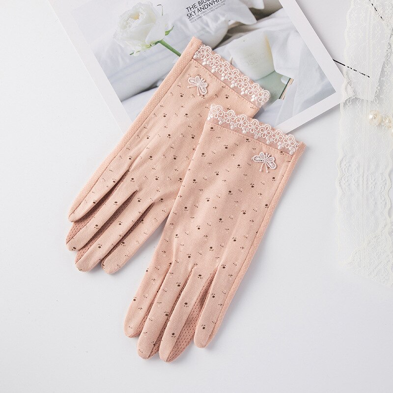 Herbst Frauen Fahren Handschuhe Sommer Atmungsaktive strecken Handschuh Sonnencreme Anti Uv Rutschfeste berühren Bildschirm Handschuh Rosa