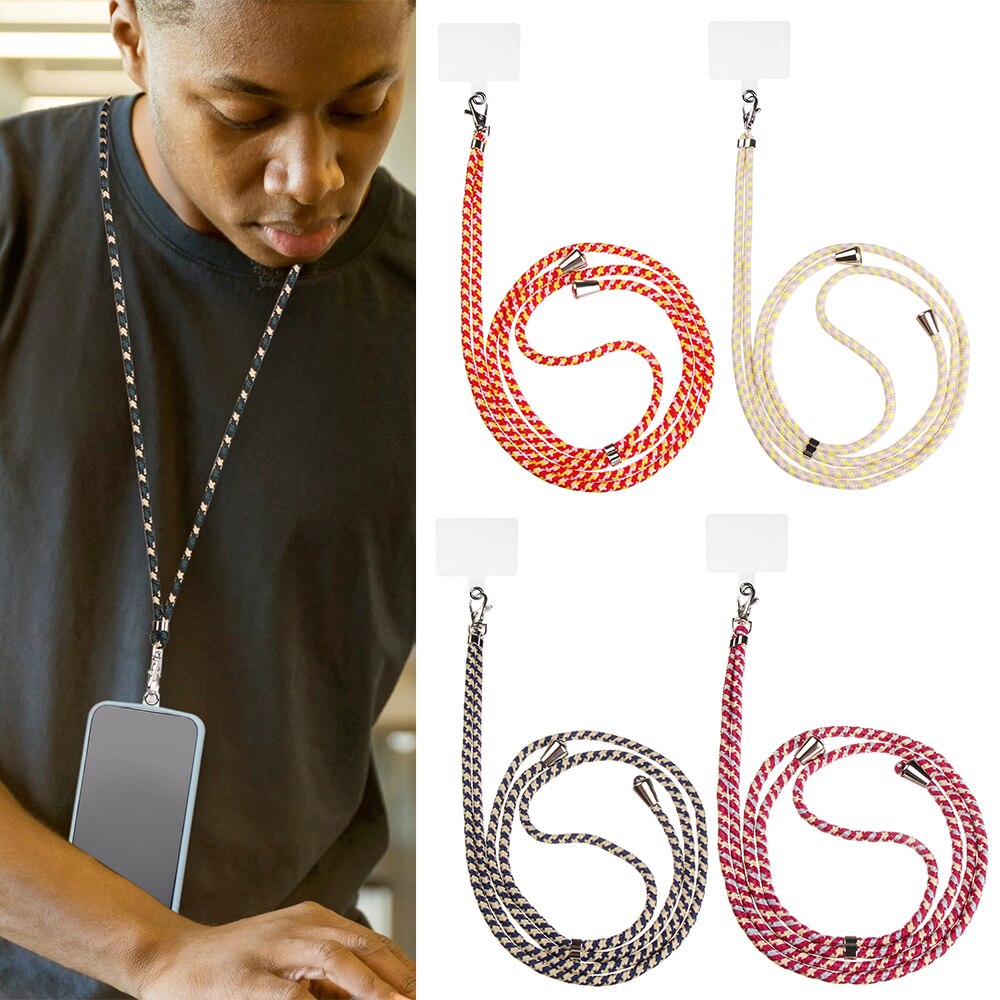Universele Mobiele Telefoon Lanyards Met Verstelbare Afneembare Nylon Hals Crossbody Lanyard Met Transparante Duurzaam Pads