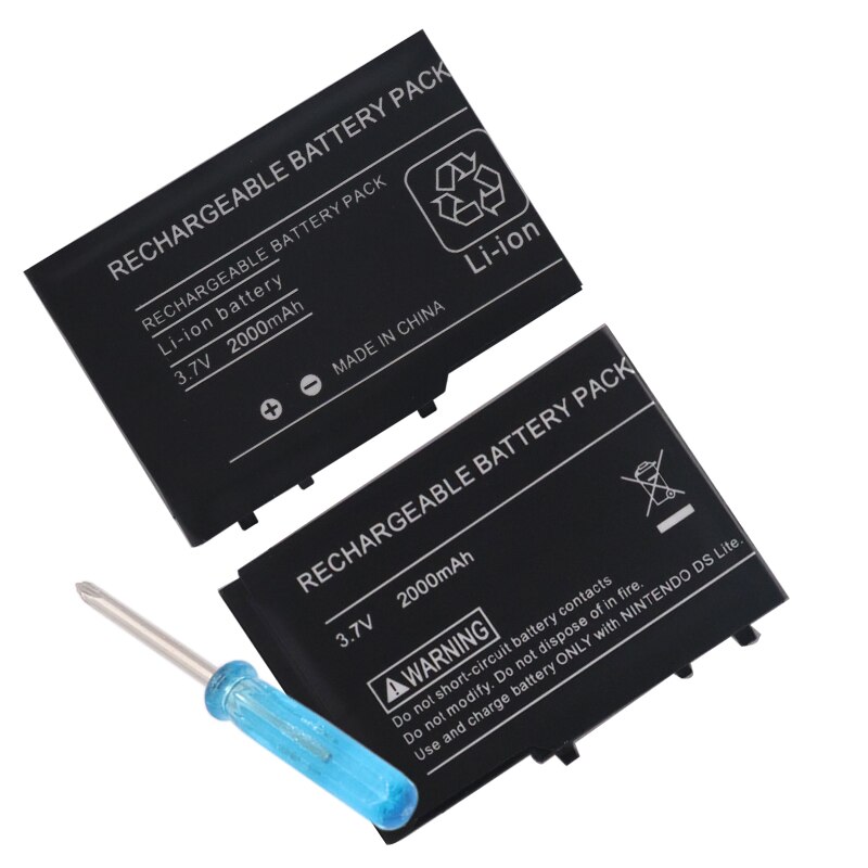 2pcsRechargeable Lithium-ion Battery for Nintendo DSL NDS Lite Pack With Mini Screwdriver Compatible withNintendo DS Lite NDSL