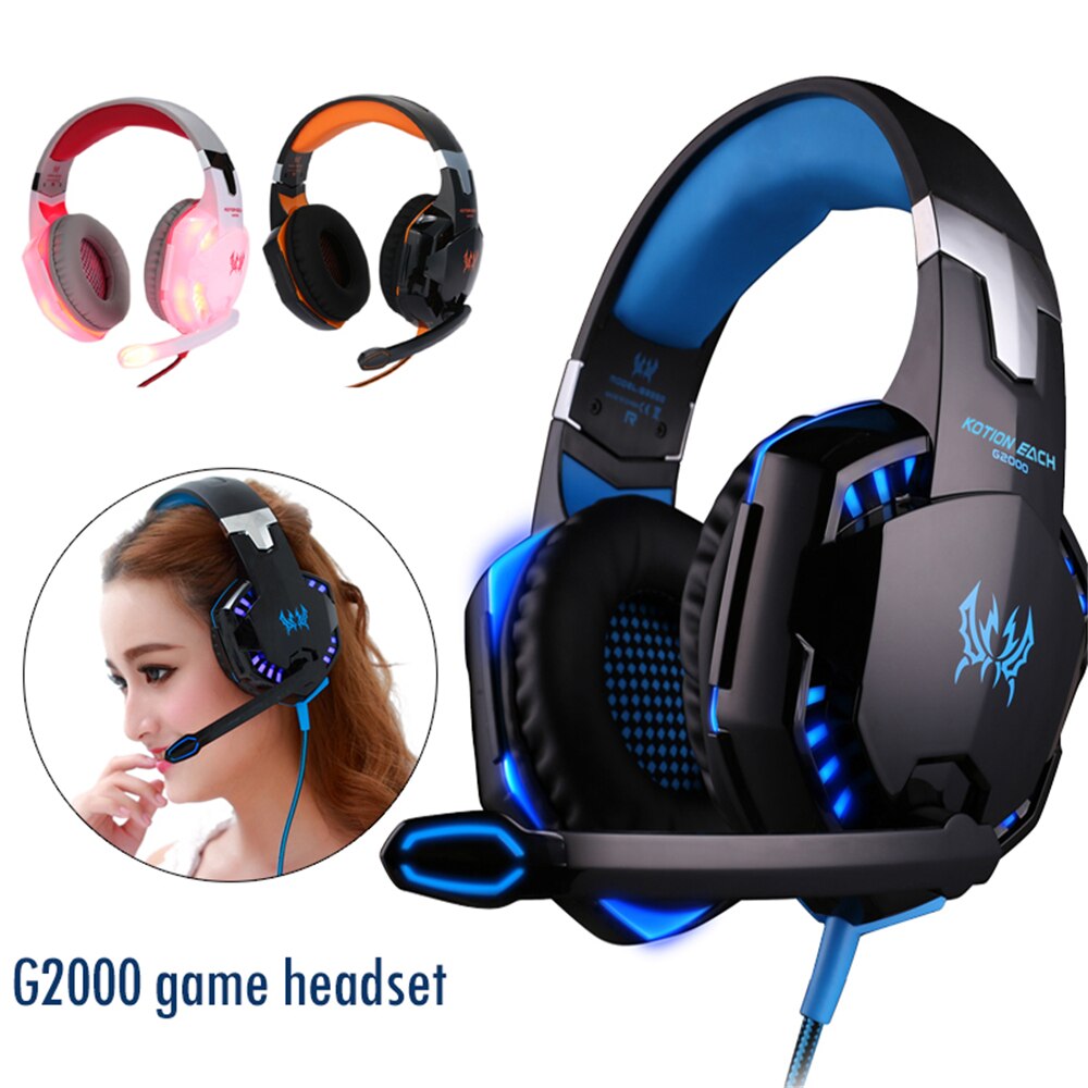 G2000 G9000 Gaming Headsets Big Headphones with Light Mic Stereo Earphones Deep Bass for PC Computer Gamer Laptop PS4 X-BOX
