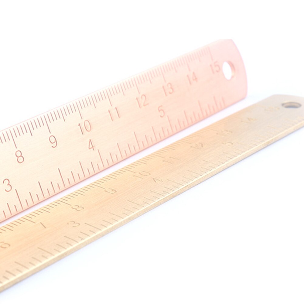 Marcapáginas de latón de 15Cm, regla recta de medición de oro rosa para escuela, papelería, herramientas de dibujo de pintura de Metal, 1 ud.