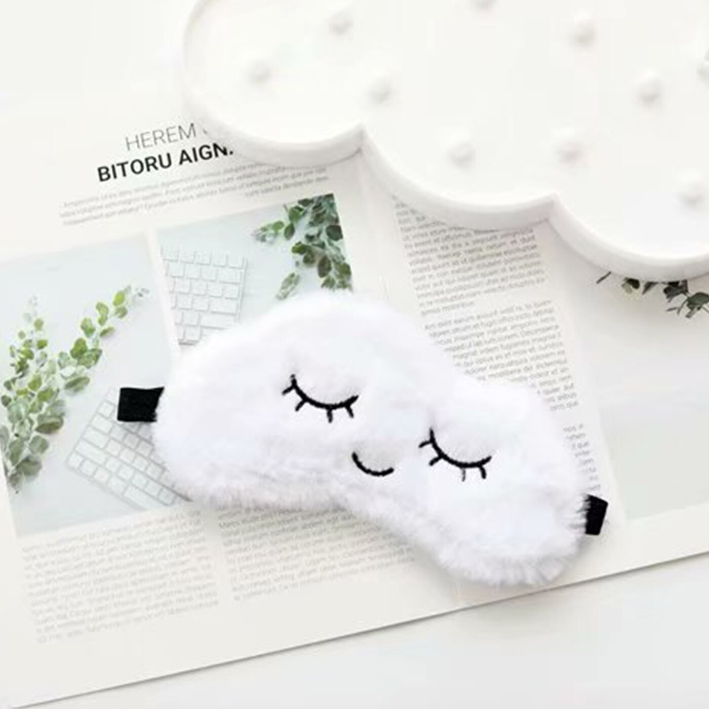 Cute Eye Mask Plush Eye Cover Kids Sleeping Mask Sleeping Mask Eyepatch Cartoon Travel Rest Eye Band Blindfold Sleep Aid Eyemask