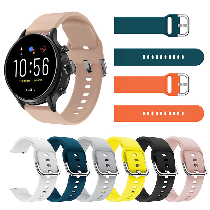 22mm silikonreimer til fossil gen 5, carlyle hr julianna hr-reim til fossil sport 43mm /  q explorist hr gen 4 klokkereim korrea