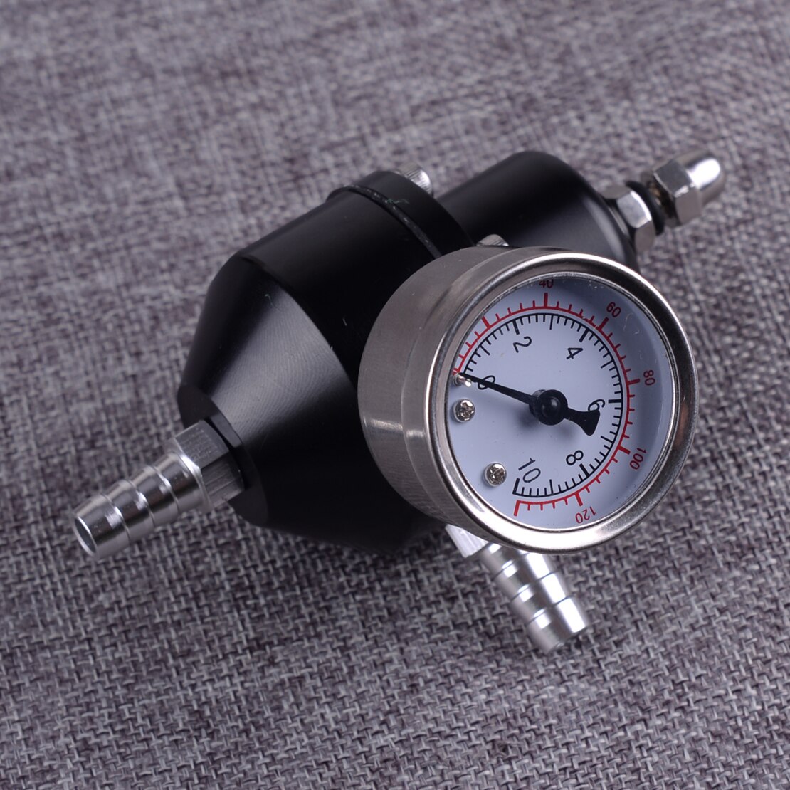 Dwcx Zwart Aluminium Auto Verstelbare Universal Fuel Pressure Regulator Met 0-140 Psi Olie Gauge & Slang Kit