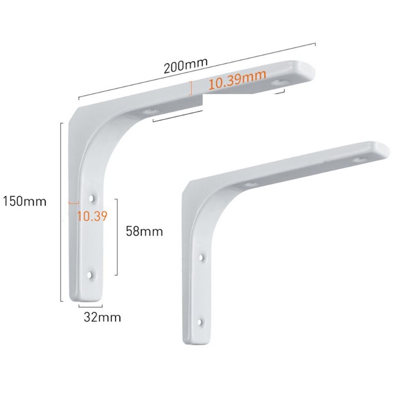 2pcs Metal Shelf Bracket L Shape Thickened Corner Brace Shelf Right Angle for Commodity Furniture Fitting: Brown