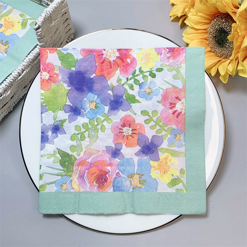 20 Stks/pak Bloemen Tafel Decoupage Papier Servetten Bloem Servet Papier Weefsels Voor Bruiloft Verjaardag Feestartikelen