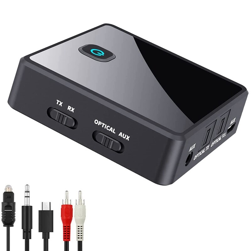 Bluetooth-adapter mit sender und empfänger (2 in x 1 x geringe latenz, 5.0 x kabellos (optisch, ,3.5mm x aux, rca)), stereo-audio, wiederaufladbar): Default Title