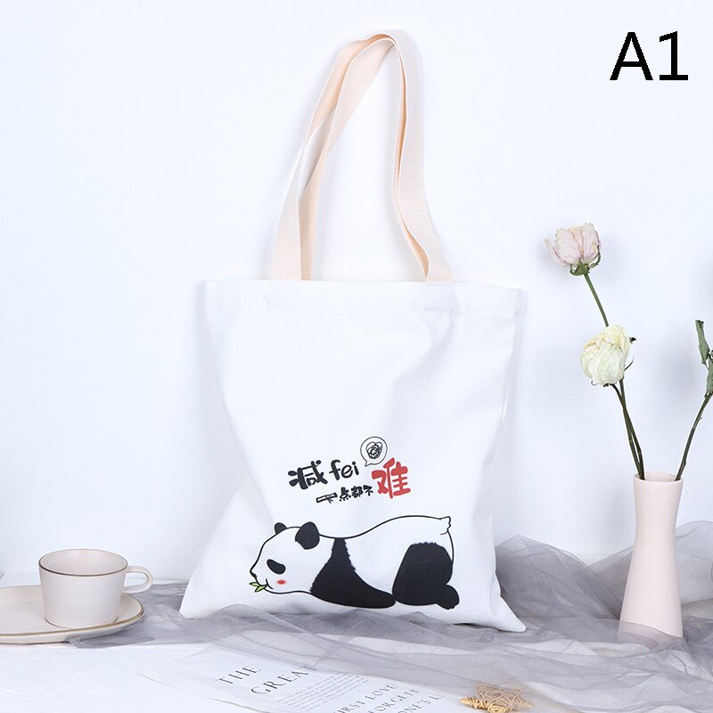 Leuke Cartoon Herbruikbare Boodschappentas Vrouwen Canvas Tassen Shopper Schoudertassen: A1