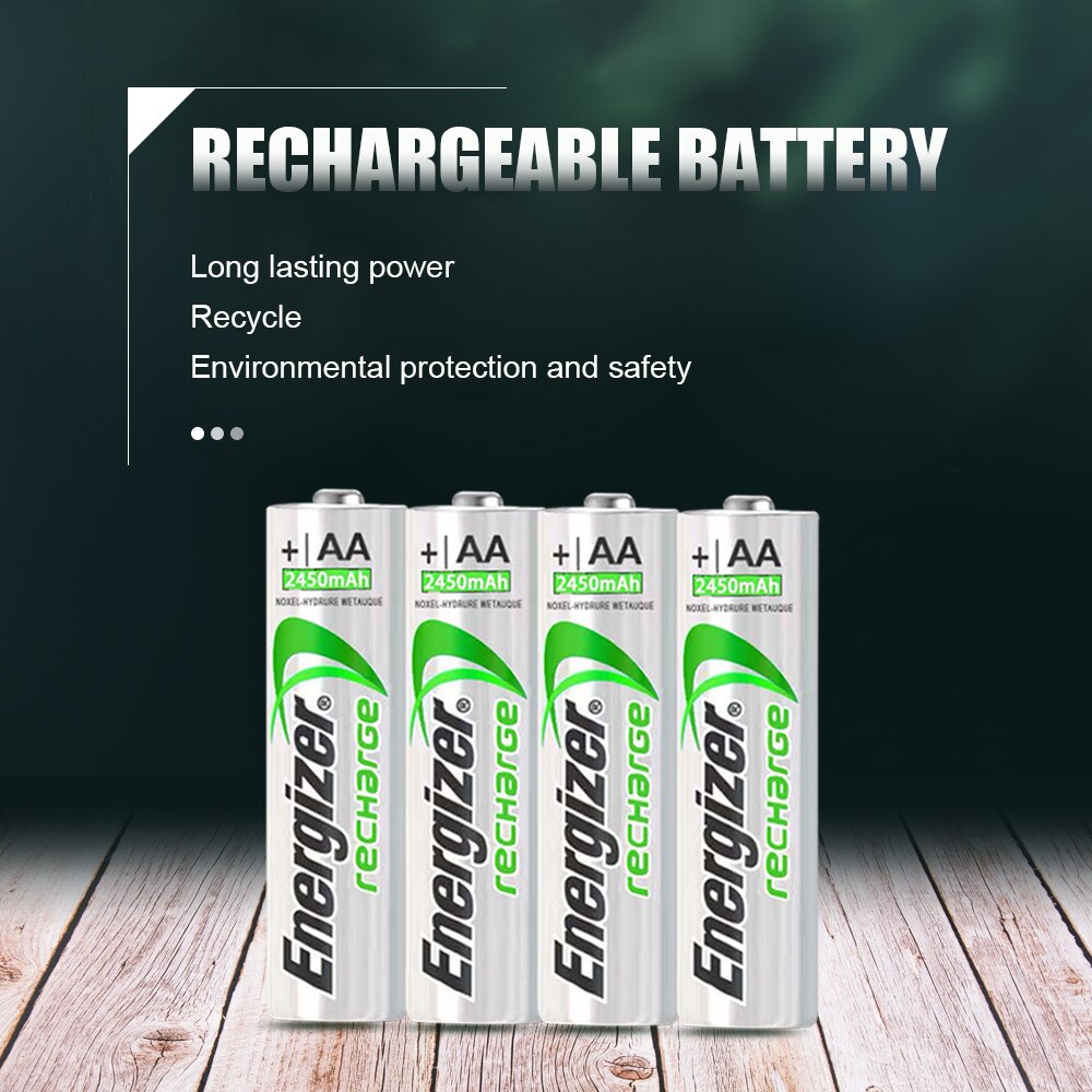 Original Energizer AA 1.2V 2450mAh NI-MH Rechargeable Battery For Flashlight Camera Toy Remote Control NIMH Pre-charged Battery