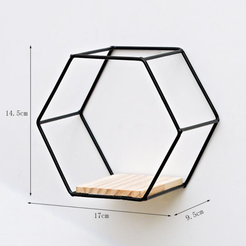 Wall Mounted Floating Hexagon Shelves, Metal Framed Gold Shelves With Wooden Floor For Wall Storage &amp; Display 2022