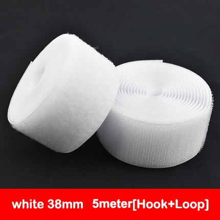 5 Meters/pair Nylon Klittenbandsluiting Tape Geen Lijm Haak Lus Lijm Naaien-Op Magic Tape Diy Kleding accessoires: 38MM White
