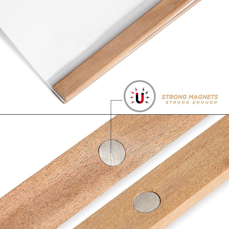 Natural Wood Poster Frame Magnetic Picture Photo Hanger Wall Hanging Art Print Frame
