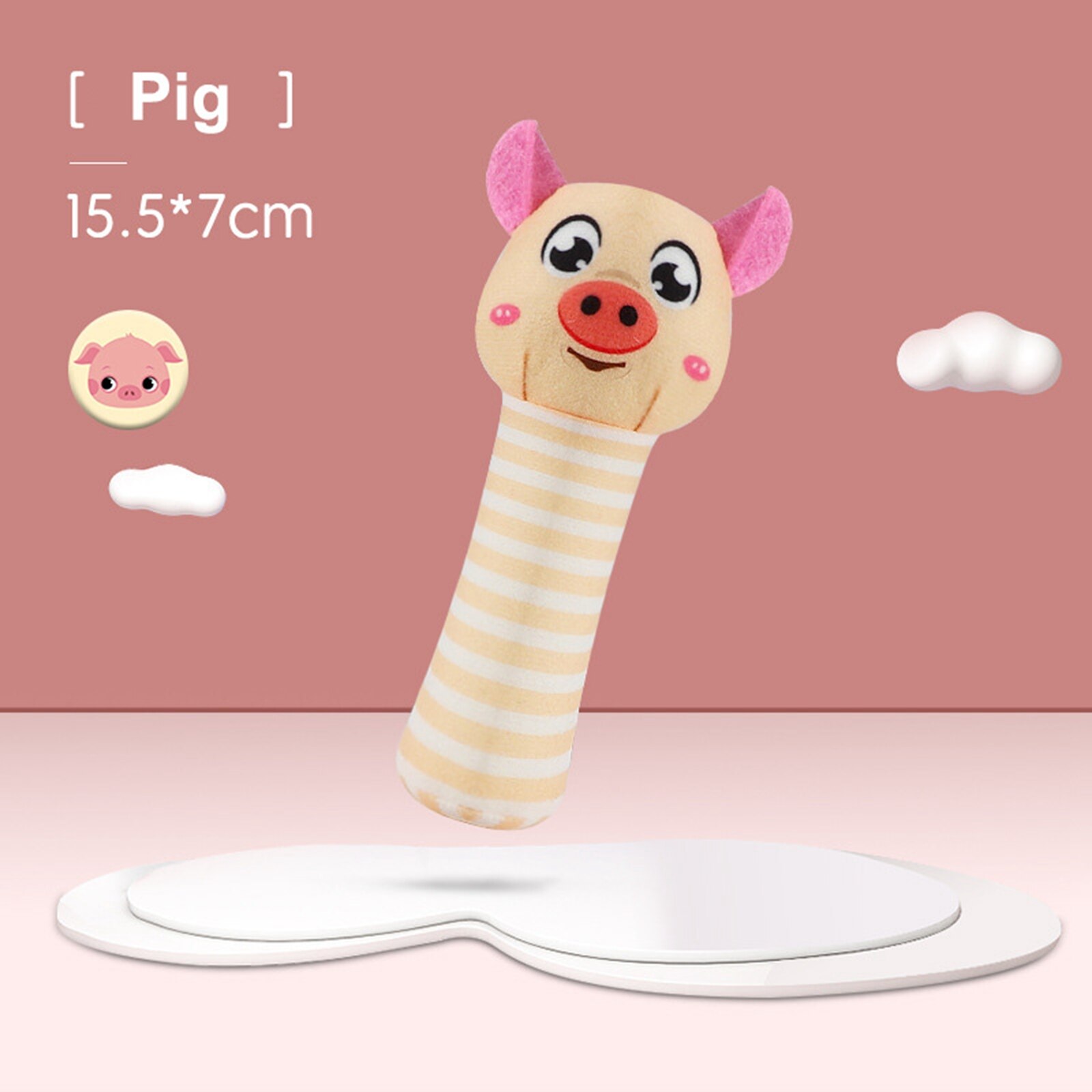 Newborn Baby Toys 0-12 Months Cartoon Animal Baby Plush Rattle Mobile Bell Toy Infant Toddler Early Educational Toys Bite Tool: C