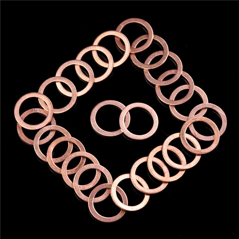 50pcs Assorted Copper Washer Flat Ring Gasket Set Solid Seal Placemat Bowl Plug Oil Seal Parts Tool Fitting Hardware Fastener