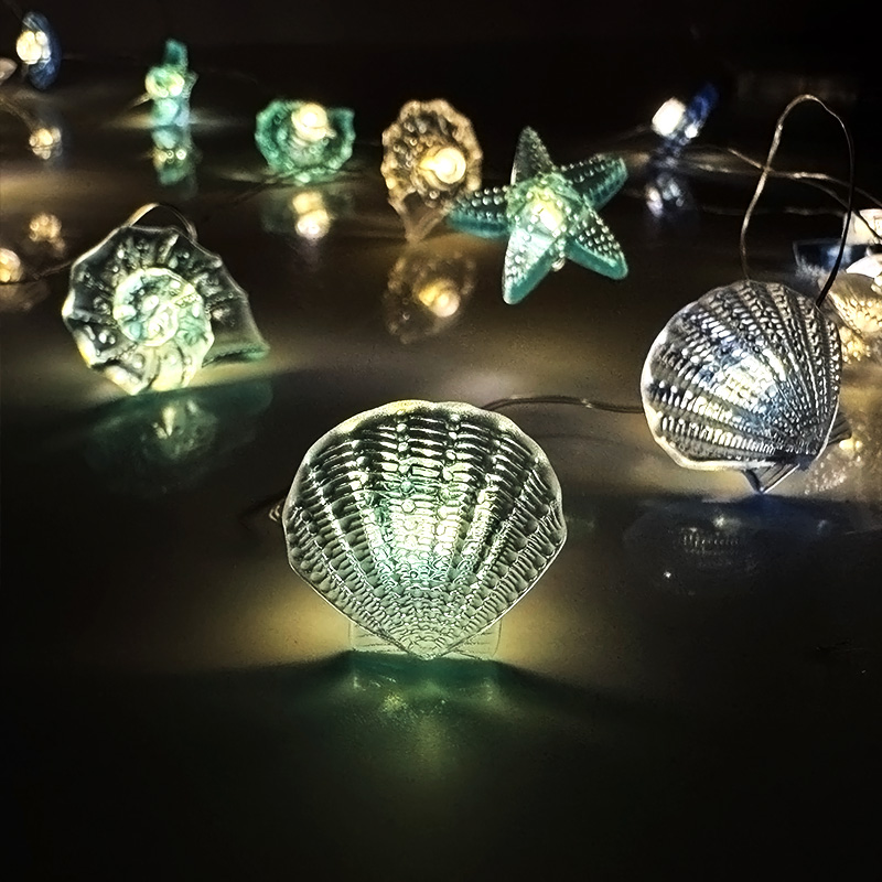 2M 20LED Ozean Thema String Licht Muschel Seestern Fee Licht Girlande Kinder Meerjungfrau Geburtstag Party Gefälligkeiten Unter dem meer Dekor