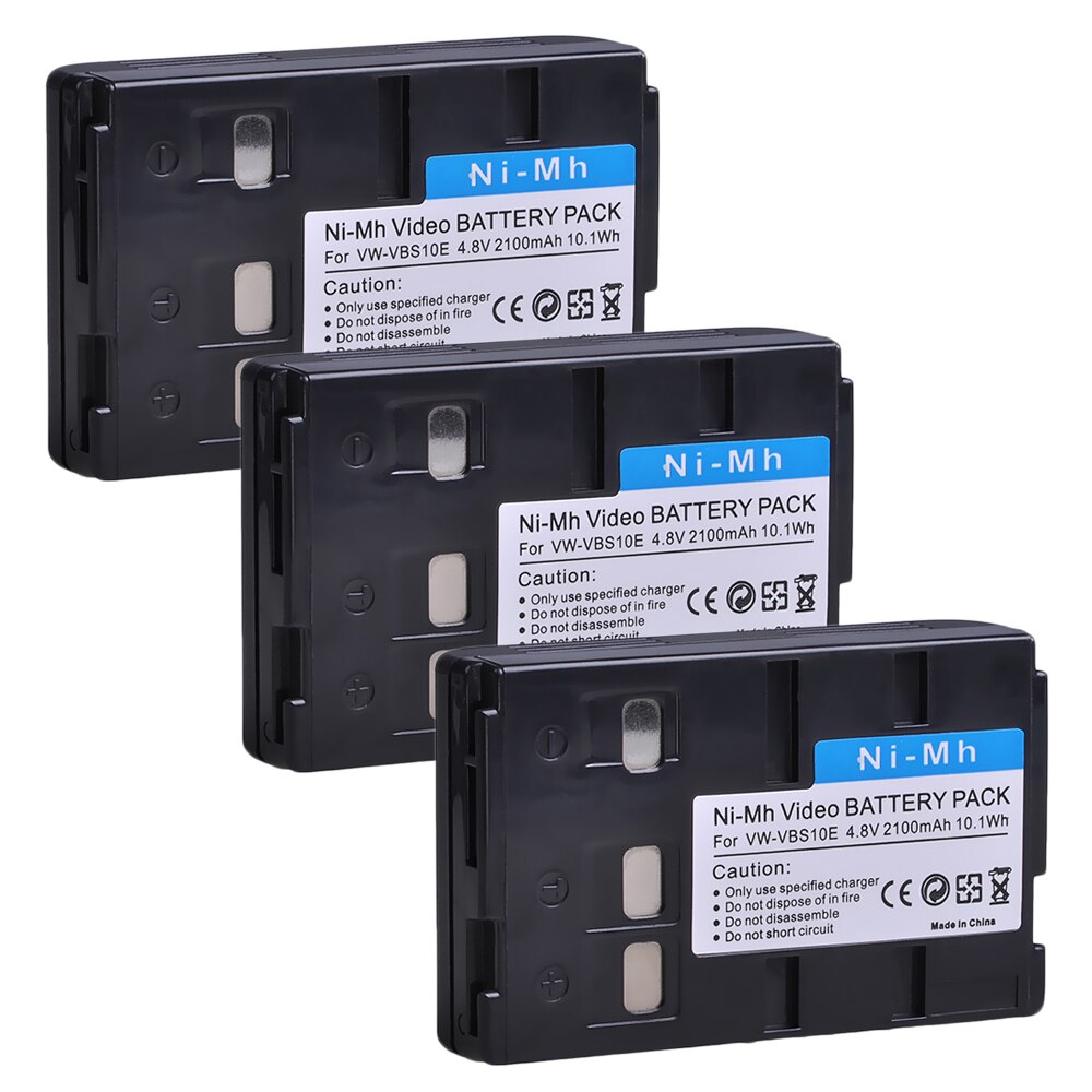 2100mAh VW-VBS10E VW-VBS10 Ni-Mh Video Battery for Panasonic NV-X100, NV-VX9, NV-VX7A VW VBS10E VBS10 HHR-V211 VSB0200 P-V211: 3x Battery