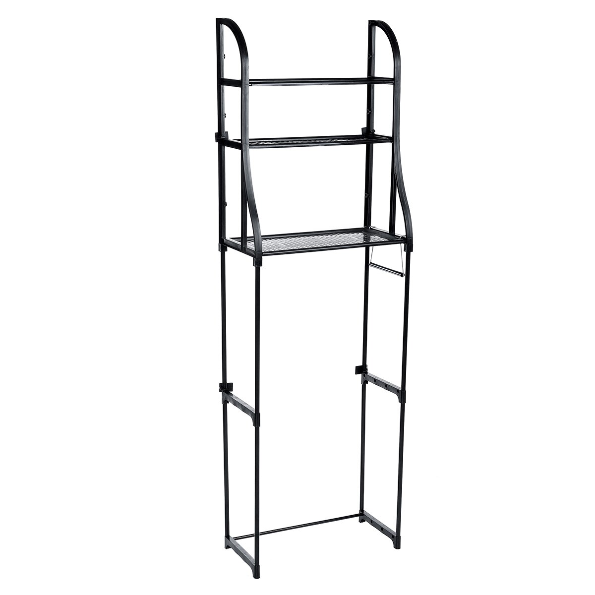 3 Tiers Over Bathroom Storage Rack Stainless Steel Toilet Shelf Holder Washing Machine Space Saver Cabinet 49x23x150cm: Black