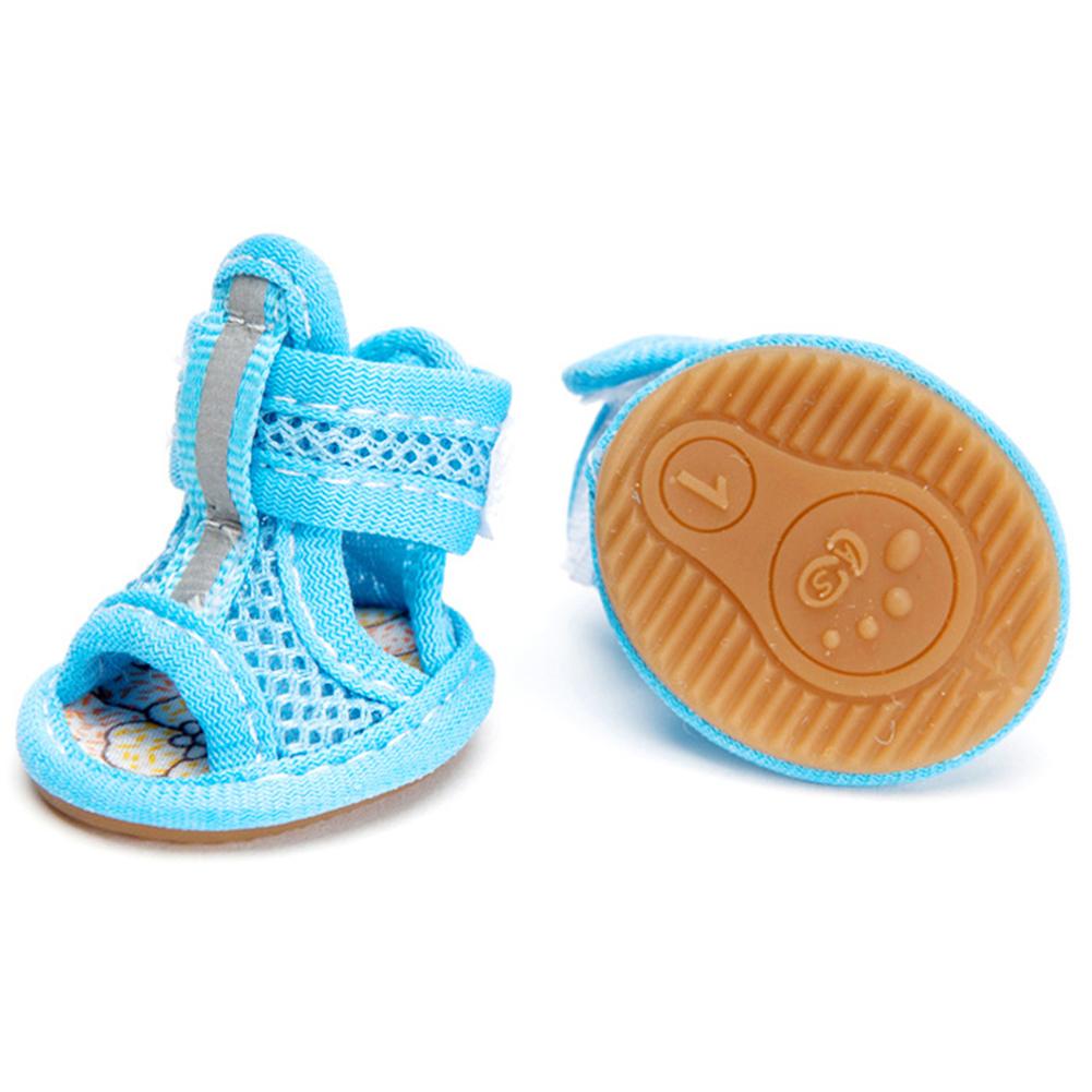 4Pcs gut aussehende Hund Sandalen Gummi Sohle Hund Turnschuhe Einfache Atmungsaktive Hund Mesh Schuhe