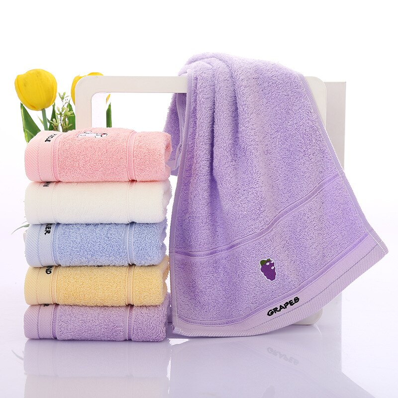 Pure Cotton Children Towel Cartoon Patterns Face Towel Children Wash Small Towel Kindergarten Children Towel Saliva Towel: grape