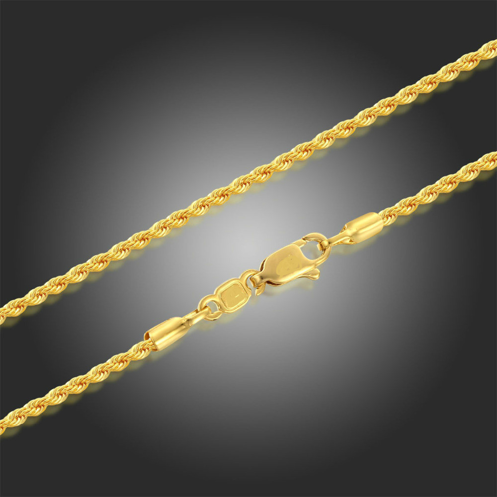 Geel Goud Kleur 45 cm 50 cm 60 cm 80 cm 30 &quot;lange Twisted Touw Ketting Kettingen Vrouwen Mens Sieraden Bijoux kolye collier ketting