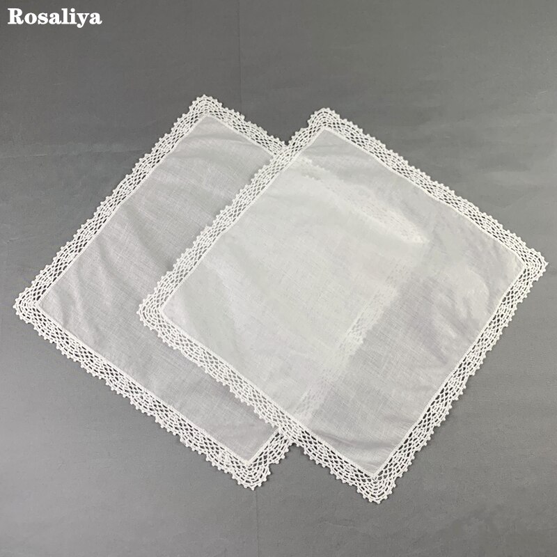Set of 12 Ladies Handkerchiefs White Cotton Wedding Bridal Handkerchief Vintage Embroidered Lace Hankie
