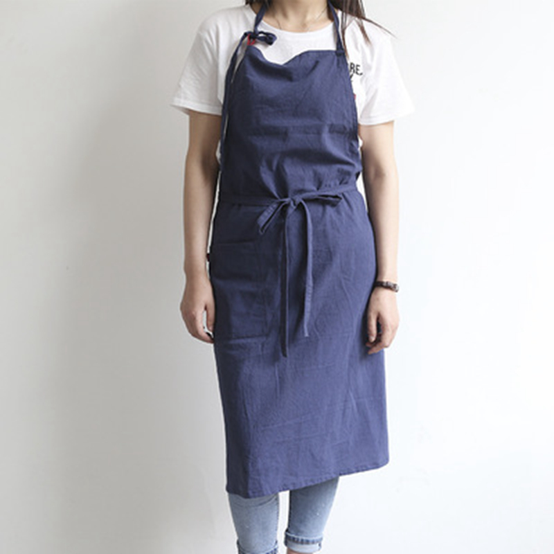 Delantal de cocina para mujer, chaleco antiincrustante, accesorios de limpieza del hogar, delantal de trabajo con bolsillo: Navy