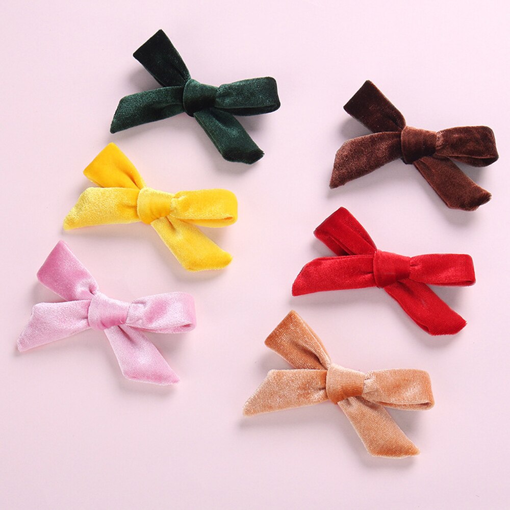 Doux bébé nœud papillon épingles à cheveux velours ruban nœud pinces à cheveux bébé fille chapeaux élastique enfants enfant en bas âge bébé cheveux accessoires