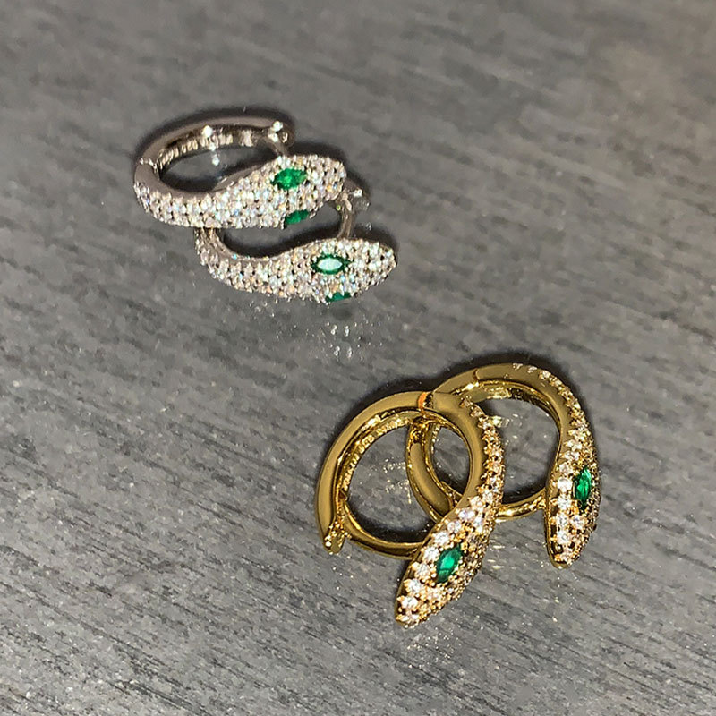 Prevent Allergy 925 Sterling Silver Stud Earrings for Women Trendy Sparkling Zircon Little Snake Bride Jewelry
