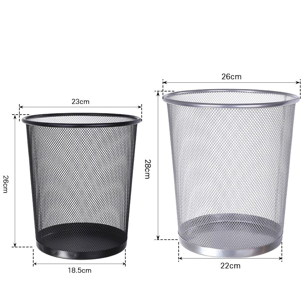 Black/Silver Metal Mesh Paper Trash Can Simple Dustbin Wastebasket Household Cleaning Tools For Home Office Recycling Bin