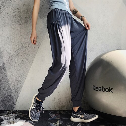 Sports Pants Women Loose Yoga Pants Sports Trousers Exercise Fitness Running Jogging Loose Workout Sport Pants Hip Hop Dance: SSR9-21 blue / S