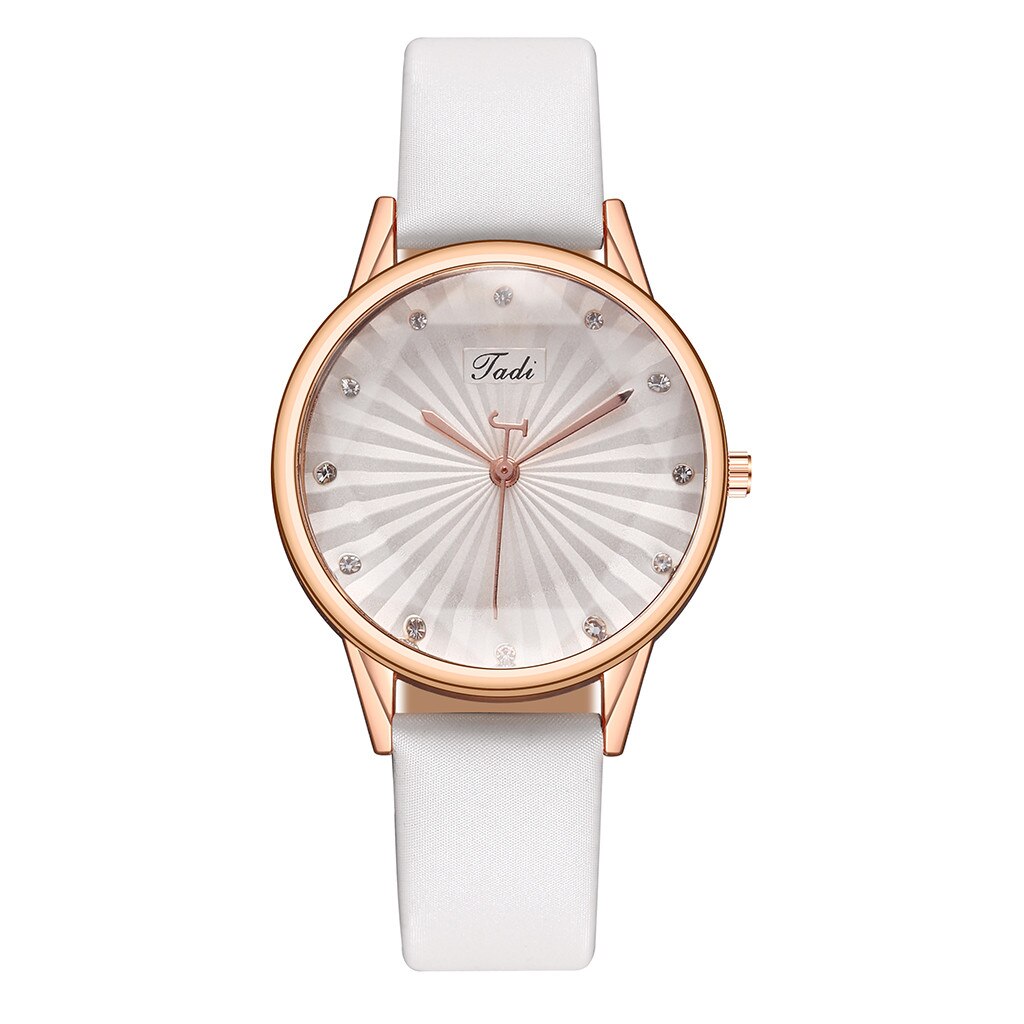 Gestreepte Quartz Horloge Eenvoudige Lederen Horloge Met Diamant Riem Horloge Klok Horloges Vrouw Klok Femme Creatieve Horloge: C