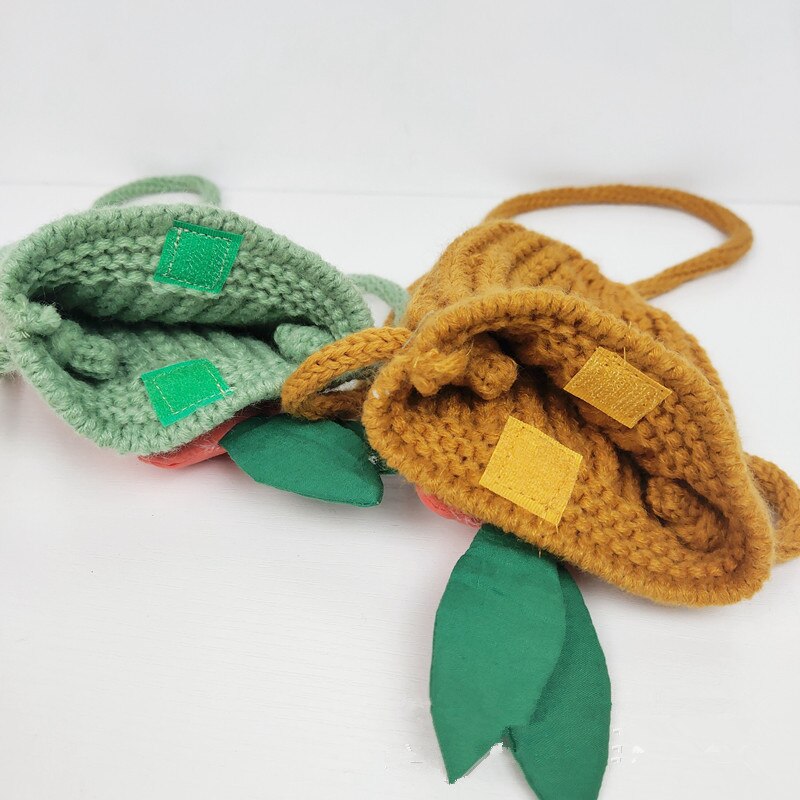 1 Piece Ginger Yellow Fruit Green Instagram's Girls' Stylish Knit Mini Bag Wool Coin Purse