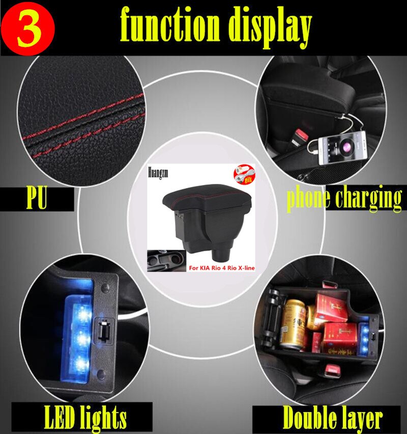 Dla Kia Rio 4 podłokietnik ze schowkiem dla Kia Rio 4 x-linia podłokietnik samochdoowy Russi 2016 2017 2018 2019 2020 akcesoria samochodowe wnętrze łatwa instalacja