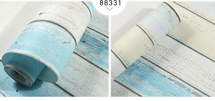 Papier peint intissé bleu Imitation bois pour mur derrière TV, salon, Film et télévision, Style méditerranéen: Light Blue