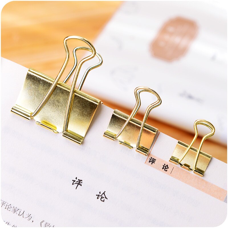Solid Color Gold Metal Binder Clips Notes Letter Paper Clip Office Supplies paperclips metal paper clips
