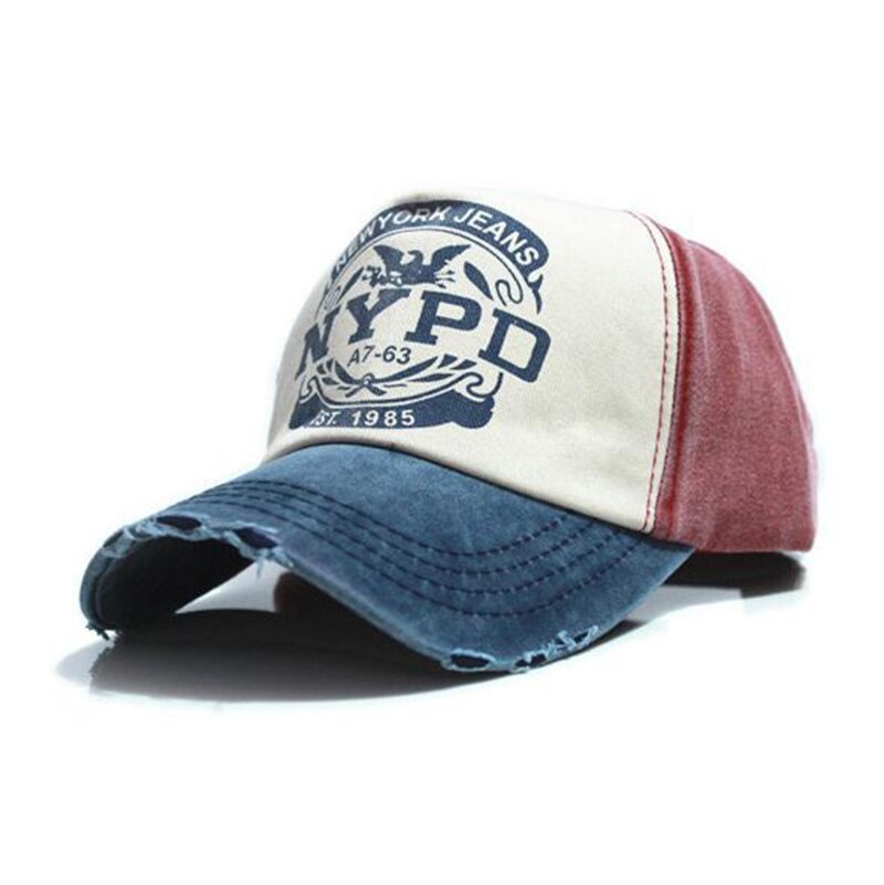 Gorra de béisbol Unisex de NYPD patrón de letras mujeres lavadas gorras de estilo antiguo hombres deporte de ocio algodón lavado gorro de hip hop CP0252: Red