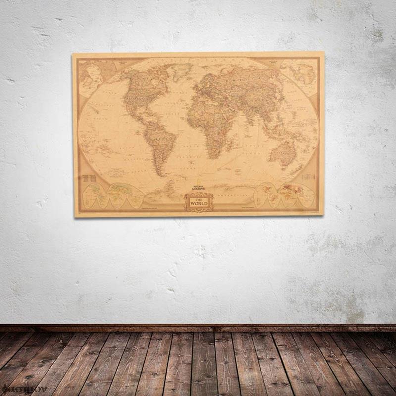 Vintage World Map Antique Poster Wall Chart Retro ... – Vicedeal