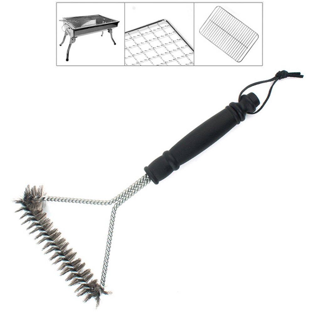 1* bbq børste camping grill grill rengøring stålbørste y-type køkkenværktøj i rustfrit stål til mesterkok, weber, char-broil