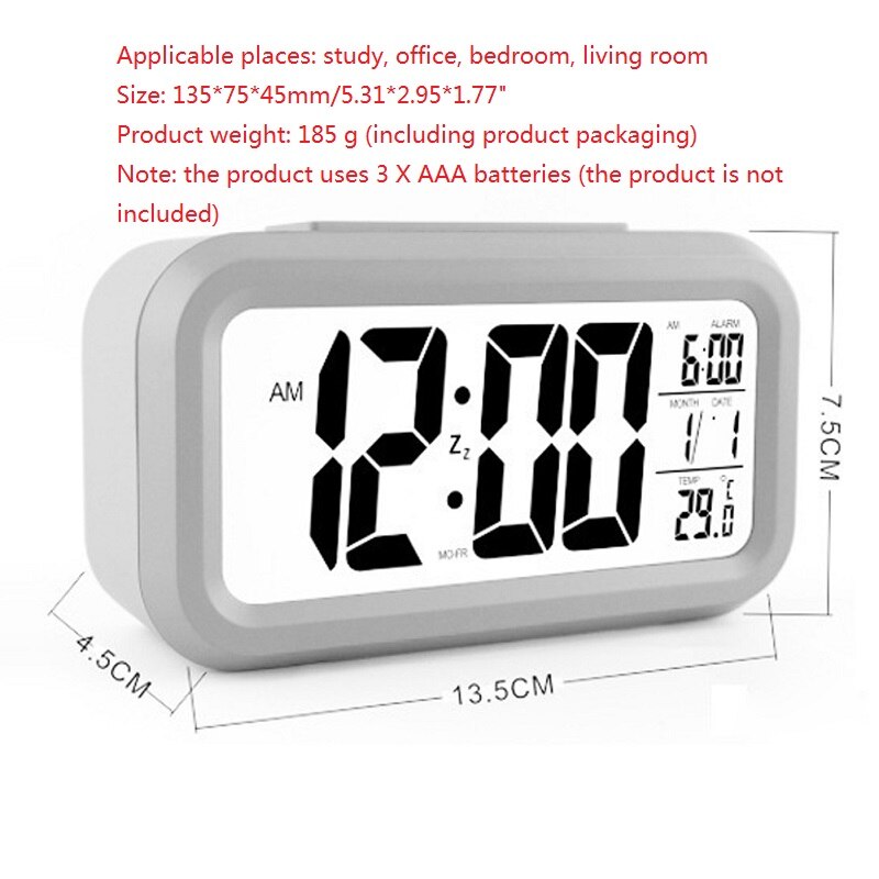 Horloge numérique et électronique | Horloge de Table, luminosité réglable, tendance, horloge murale suspendue, avec câble USB: 08