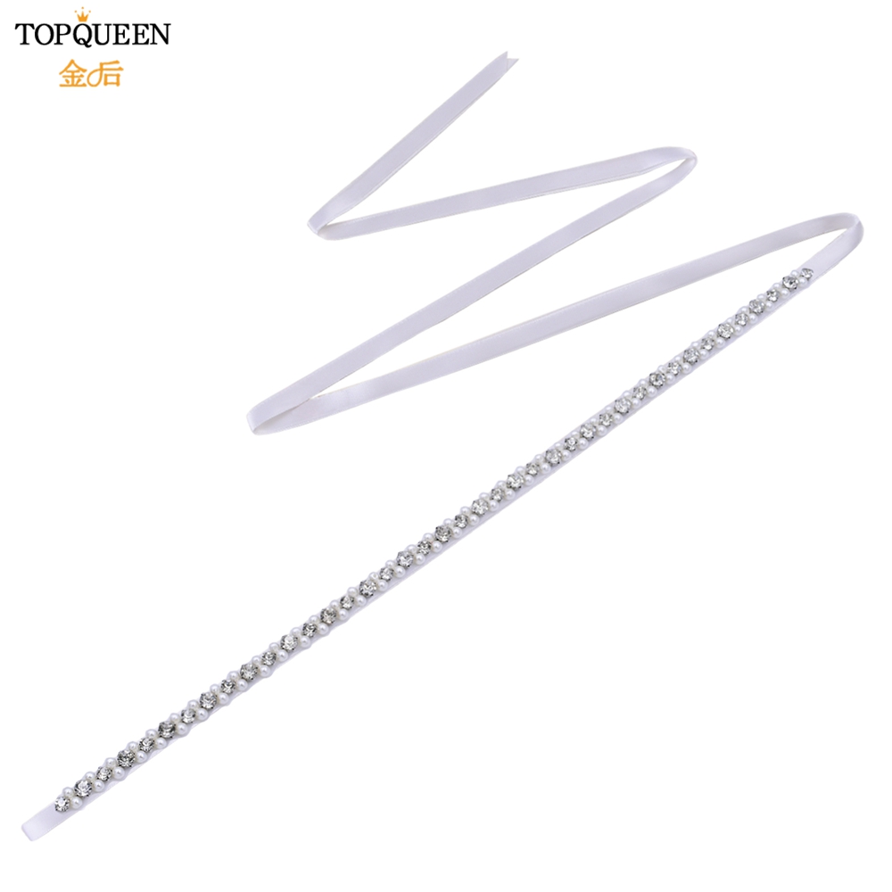 TOPQUEEN Bruid Riem Zilveren Diamanten Bruiloft Riem Banket Party Parel Jurk Accessoires Bruiloft Gast Bruidsmeisje Accessoires S381: Zilver