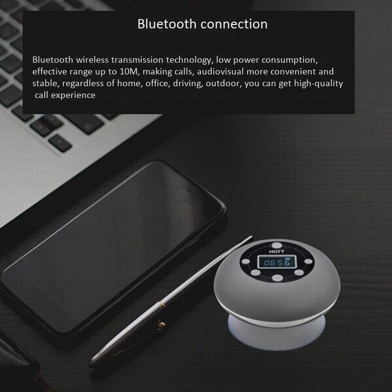 Radio de douche Bluetooth 5.0, haut-parleur, sans fil, étanche, salle de bain, musique DAB, 10 heures, affichage de l'horloge LCD, carte SD