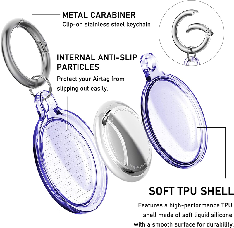For Apple Airtag Case Transparent Waterproof TPU Cover With Anti-lost Keychain For Airtag Case Luggage Backpack Protective Cover
