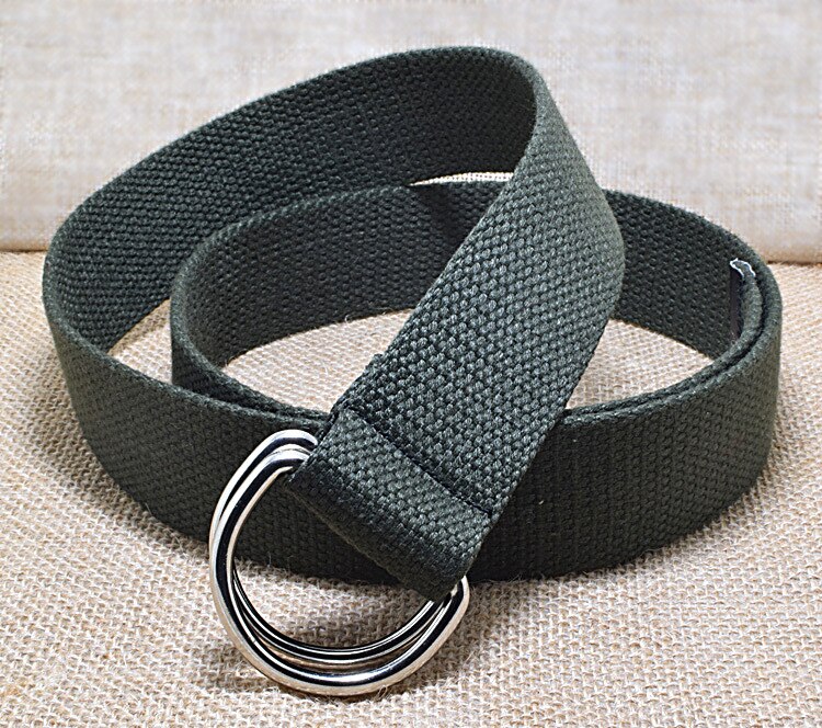 Buitensport casual canvas riem dubbele ringen gesp casual unisex casual canvas tailleband luxe merk