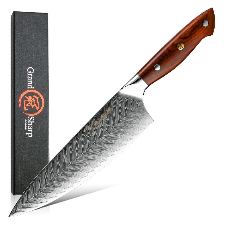 Juego de cuchillos de cocina japoneses de 67 capas, de acero damasco, para deshuesar, Chef, carne, fruta, cortador, herramientas GRANDSHARP: Chef Knife